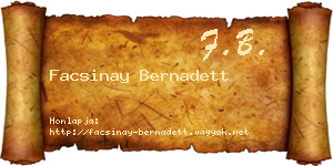 Facsinay Bernadett névjegykártya